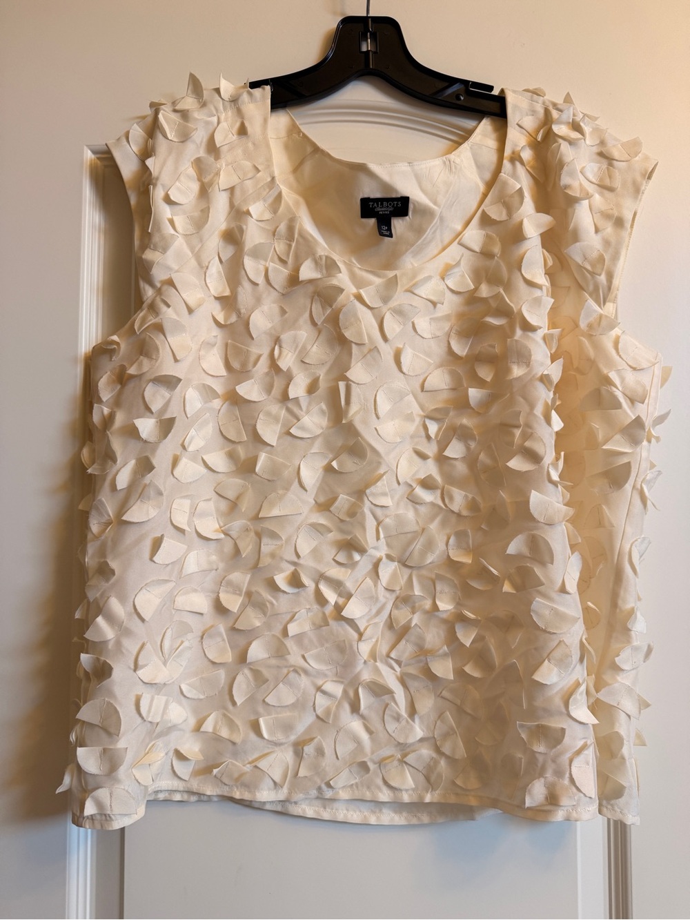Talbots Cream Petal Appliqué Sleeveless Shell
